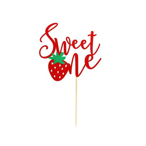 Miniatura 6 de 1 pieza de fresa Sweet One Cake Topper para primer /1er cumpleaños de fresa para pastel de fresa tema de fruta dulce, baby shower, suministros