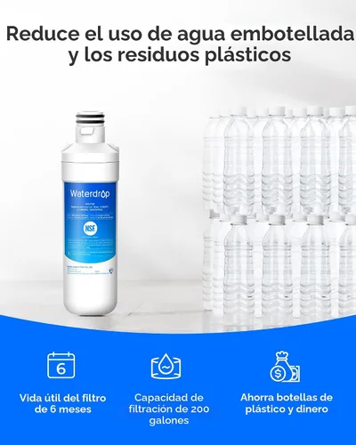 Miniatura 8 de Waterdrop LT1000PC ADQ747935 Filtro de agua para refrigerador y filtro de aire, reemplazo para LG® LT1000P®, LMXS28626S, LFXS26973S, LFXS26596S