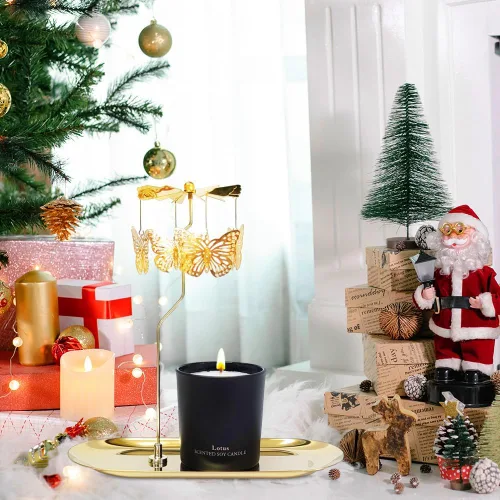 Miniatura 4 de Regalo de cumpleaños para mujeres, regalo único de vela de mariposa para madres, hermanas y mejores amigas, velas aromáticas giratorias con plato