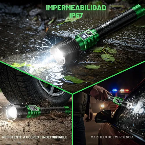 Miniatura 8 de WdtPro Linternas LED recargables de alto lúmenes, linterna recargable súper brillante de 90000LM con pantalla LCD, 5 modos y potente linterna