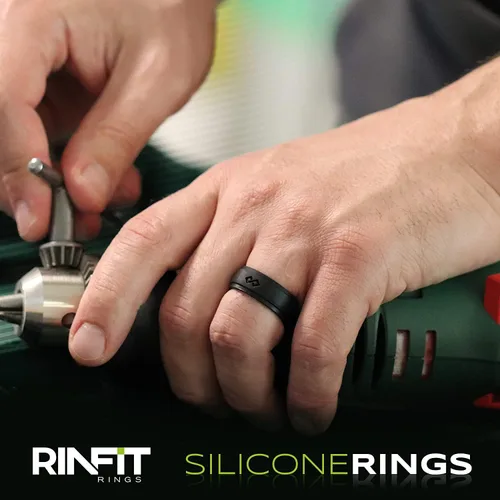 Miniatura 9 de Anillo RinFit de boda, de silicona, paquete de 1, 3, 4, 7 anillos, de goma de silicona, con diseño suave y seguro, tallas 7 a 14, para hombre