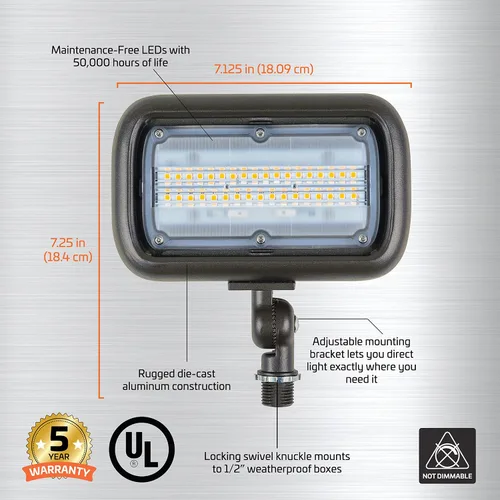 Miniatura 4 de Newhouse Lighting WW30BRZ - Luz de inundación LED de 30 vatios para exteriores, resistente a la intemperie, bronce
