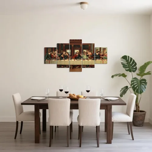 Miniatura 4 de YOUHONG 5 piezas de arte de pared de la última cena, decoración de pared cristiana de Jesús, carteles de Leonardo Da Vinci, decoración de comedor