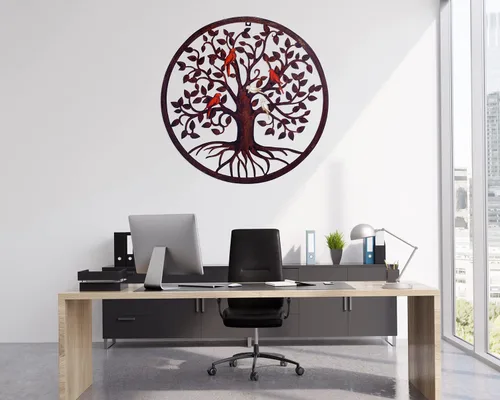 Miniatura 6 de CHINDEUISYUT Arte de pared de metal, árbol de la vida, decoración de pared de metal para habitación, jardín, porche, patio, oficina, decoración