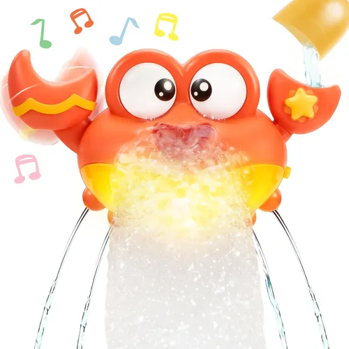 Juguetes de baño para bebés de 2 a 4 años, máquina de burbujas de cangrejo con música, luces LED, juguetes de baño iluminados para niños, fabricante