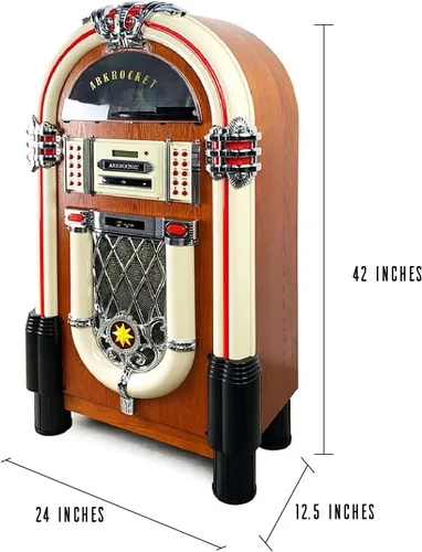 Miniatura 9 de Arkrocket Reproductor de Vinilo de Jukebox de Tamaño Completo Bluetooth USB SD CD Radio Retro Tocadiscos Jukebox Clásico (Taurus - Clásico)