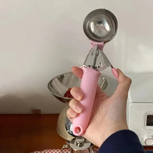 Miniatura 7 de Paquete de 2 cucharadas de helado para masa de galletas con gatillo mango rosa para masa de galletas, magdalenas, masa de helado, control