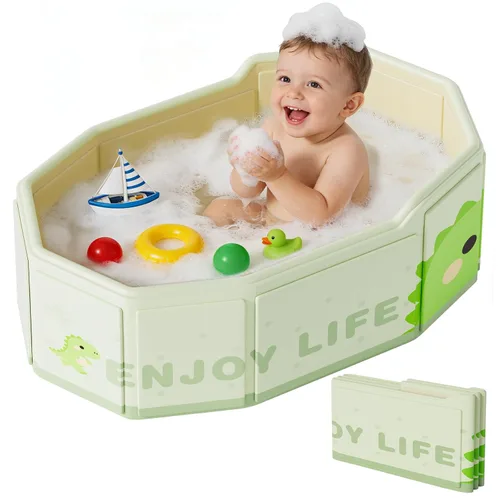 Miniatura 10 de Bañera plegable para bebé, bañera plegable para bebés de 3M-8 años, bañera portátil de viaje para bebé con base antideslizante, bañera plegable