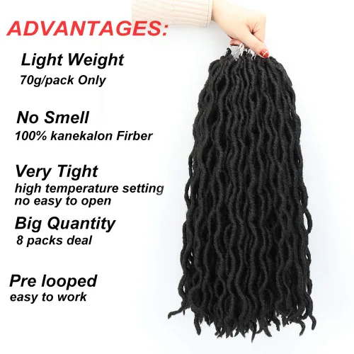 Miniatura 4 de Eliza Locs Gitanos Ondulados Ombre Cabello de Crochet 18" 8 Paquetes/Lote Locs de Diosa Fibra Sintética Locs Falsos Raíces Africanas Dreadlocs