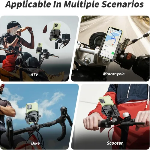 Miniatura 9 de LOKTENWO Soporte de teléfono para motocicleta y bicicleta, soporte para teléfono celular con bloqueo y liberación, base de montaje de manillar
