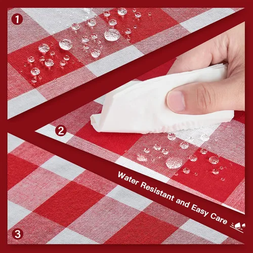 Miniatura 92 de Mantel para mesa rectangular de 55x71 pulgadas, de lino sintético, resistente a las arrugas e impermeable, color beige, para cocina, comedor
