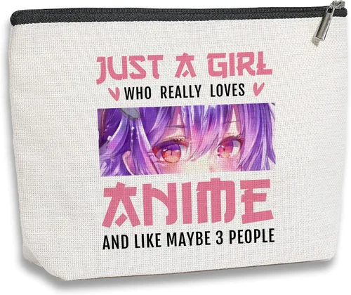 Miniatura 8 de Bolsa de cosméticos para mujer, material de lino impermeable, regalos para amantes del anime para niñas, organizador de maquillaje de viaje