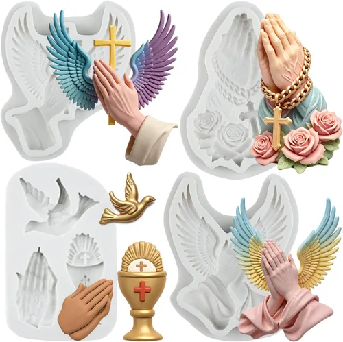Miniatura 16 de Sijiangmold Molde de silicona cruzada para comunión, cáliz, paloma, fondant, bautismo, pastel, para bautismo, fiesta, decoración de pasteles