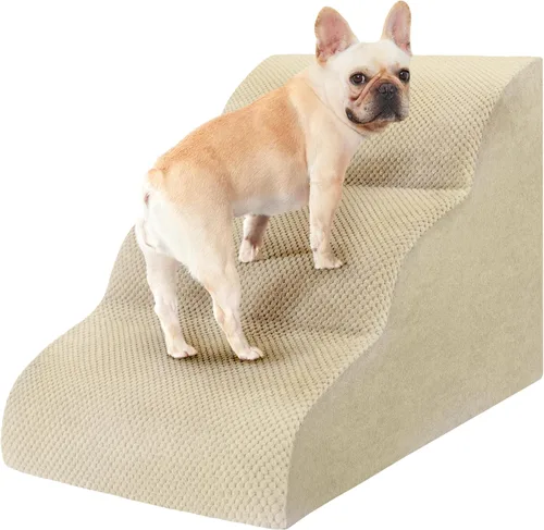 Miniatura 11 de Escaleras para perros pequeños, rampa de espuma de alta densidad para perros, escalones extra anchos antideslizantes para camas altas o sofá