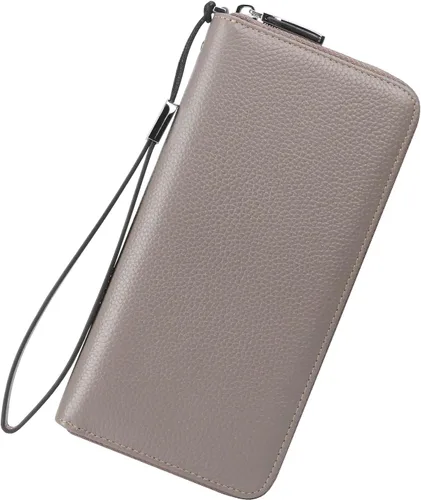 Miniatura 8 de Lavemi Pequeña cartera compacta para mujer, con bloqueo RFID, de piel auténtica, plegable, con ventanas de identificación