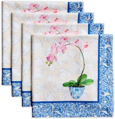 Miniatura 144 de Maison d' Hermine Happy Florals - Juego de 4 servilletas 100% algodón suave y cómodo perfectas para cenas familiares, bodas, fiestas de cóctel, 063