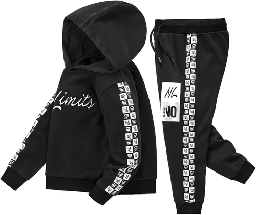 Miniatura 2 de ANOTWENER Ropa deportiva para niños, conjuntos de chándal con capucha, sudadera y pantalones deportivos, 2 piezas, 2 a 8 años