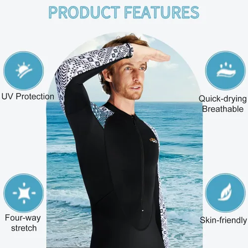 Miniatura 4 de Protector de erupción de cuerpo completo para mujeres y hombres, traje de neopreno deportivo con cremallera frontal de una pieza para buceo, surf