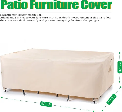 Miniatura 2 de F&J Outdoors Fundas para muebles de patio, impermeables, resistentes a los rayos UV, para juego de mesa y sillas, beige, 62"x42