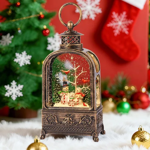 Miniatura 10 de Globo de nieve de Papá Noel de Navidad, linterna de globo de nieve musical con luces y temporizador de 6H, alimentado por batería y USB, globos