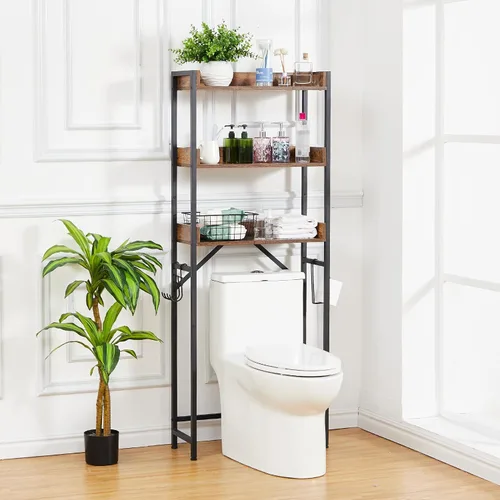 Miniatura 8 de GAOMON Almacenamiento sobre el inodoro, estante organizador de baño de 3 niveles, organizador de baño, ahorro de espacio independiente con soporte
