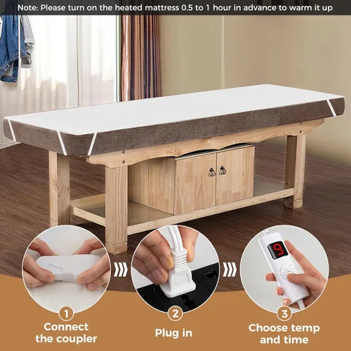 Miniatura 8 de Protector de colchón eléctrico de 75 x 39 pulgadas con 8 niveles de calor, 4 tiempos, protección contra sobrecalentamiento, controlador desmontable
