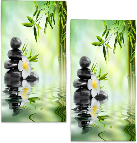 Miniatura 10 de Juego de 2 toallas de mano con diseño de oso de árboles de bosque brumoso, juego de 2 toallas de cocina suaves, toallas decorativas para baño