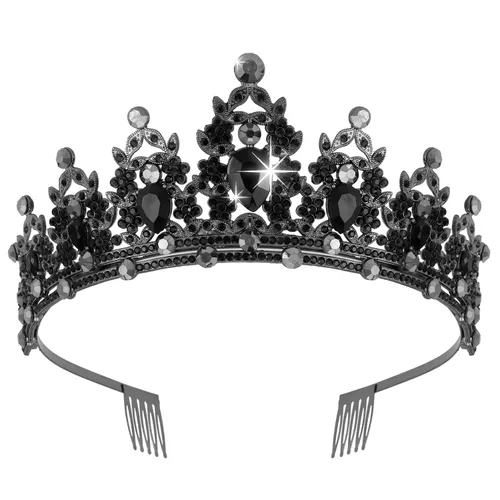 Miniatura 8 de Didder Tiaras de cristal rosa para mujer, corona de princesa con peine, tiaras de boda y coronas para mujeres, tiaras para niñas, fiesta de 03 Rosa
