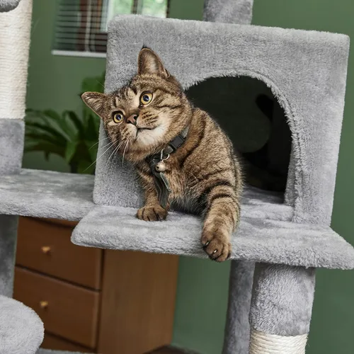 Miniatura 4 de Catinsider Árbol para gatos de 46.5 pulgadas, torre para gatos de varios niveles con postes rascadores cubiertos de sisal, perchas de felpa, hamaca