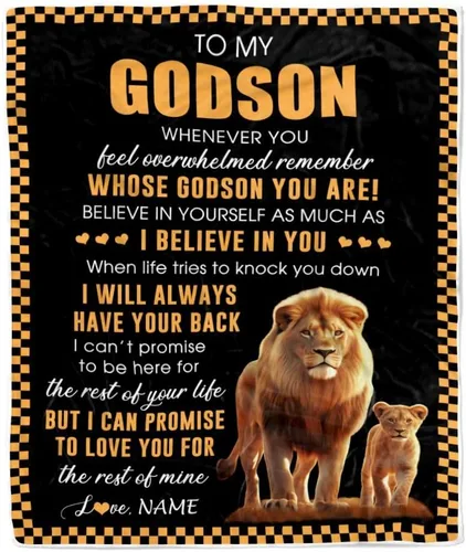 Miniatura 23 de Manta personalizada con texto en inglés «To My Godson», de Godmother Godmother Wolf Moon, My Love for You is Forever Godson Birthday Christmas