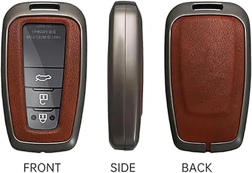 Miniatura 4 de ontto Funda para llave de coche con llavero de cuero y metal compatible con Toyota Camry CH-R CHR Prius RAV4 86 Corolla Yaris Land Cruiser llavero
