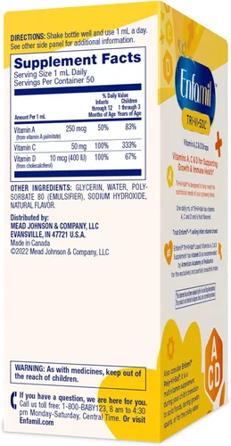 Miniatura 8 de Enfamil Prenatals & Baby Vitamins Tri-Vi-Sol Vitamina A, C & D Gotas Multivitamínicas para Bebés, Apoyan el Crecimiento y la Salud Inmunológica