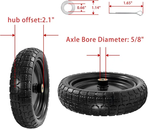 Miniatura 3 de Parts Camp para carritos Gorila Ruedas de 13 pulgadas, neumáticos de repuesto para carritos Gorila de 4.00-6, neumático y rueda sólidos sin