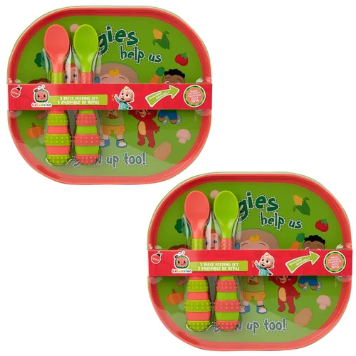 Miniatura 6 de The First Years CoComelon - Juego de vajilla para niños pequeños, juego de vajilla de plástico y utensilios para niños, 2 platos reversibles