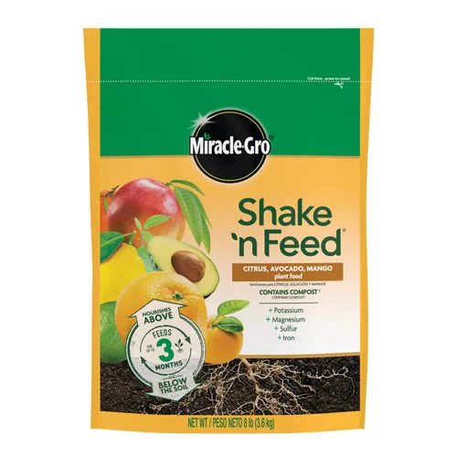 Miracle-Gro 3002810 Shake 'N Feed - Fertilizante de liberación continua para plantas cítricas, aguacate y mango, 8 lbs.