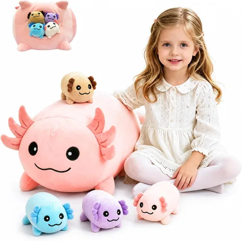 Miniatura 13 de MMguai Peluche Suave de Bulldog Lindo Bulldog Francés Animales de Peluche con 4 Peluches de Cachorro Bebé en su Barriga, Almohada Blanda Grande