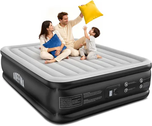 Airefina Colchón de aire Queen con bomba integrada, colchón inflable cómodo, cama de aire con vigas verticales mejoradas para uso doméstico de