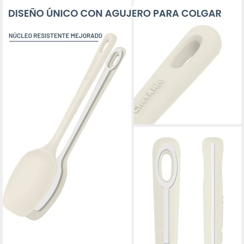 Miniatura 3 de ChefAide - Juego de 5 espátulas de silicona, espátulas de goma de grado alimenticio, con mango fuerte y agarre ergonómico, resistentes al calor