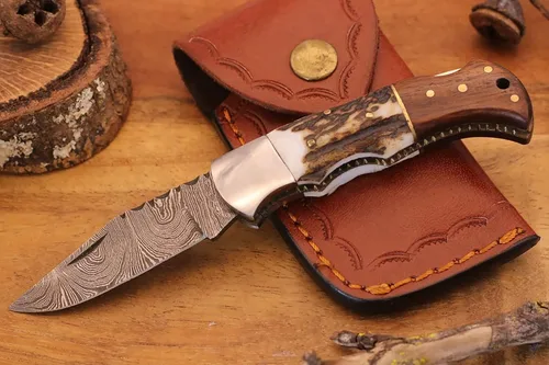 Miniatura 2 de Cuchillo plegable de bolsillo de acero de Damasco personalizado, regalo personalizado para marido, papá, novio, regalos de padrinos de boda, regalos