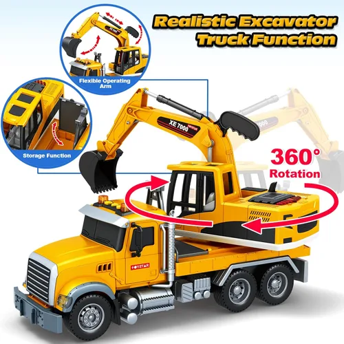Miniatura 2 de Bstoyder Juguetes para niños de 3, 4, 5, 6, 7, 8 años, gran camión excavadora con luces, sonidos, camión juguete de fricción para niños pequeños