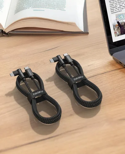 Miniatura 8 de Cable USB C a USB C de 90 grados, paquete de 2 cables de carga de 6 pies y 60 W, para iPhone 17 Pro Max, trenzado de ángulo recto largo tipo C, Negro