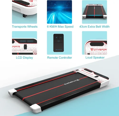 Miniatura 5 de CITYSPORTS Cintas de correr para el hogar, caminadora debajo del escritorio, almohadilla para caminar con altavoces de audio, control remoto delgado
