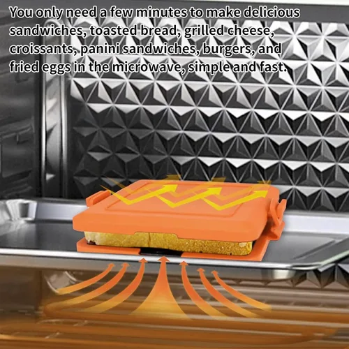 Miniatura 4 de Toastie - Máquina de sándwiches para microondas, antiadherente resistente al calor, bandeja de silicona conectada para microondas, apta