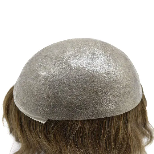 Miniatura 3 de Toupee para hombre, sistema de reemplazo de cabello humano de piel ultra fina de 0.002 in, invisible, todas las unidades de cabello masculino
