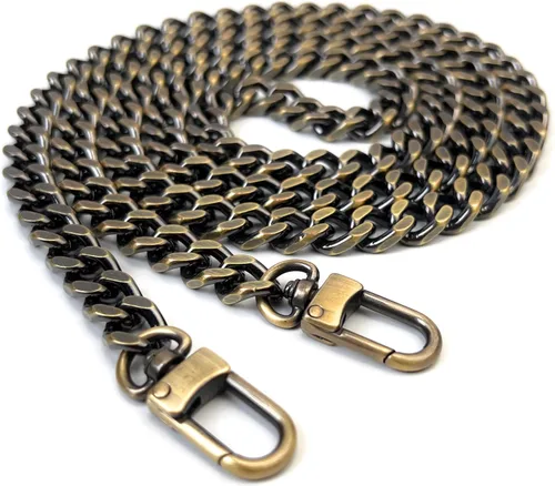 Miniatura 30 de Correas de metal para bolso de cadena plana, reemplazo de cadena para bolso cruzado de hombro y axilas, Dorado antiguo Oro envejecido