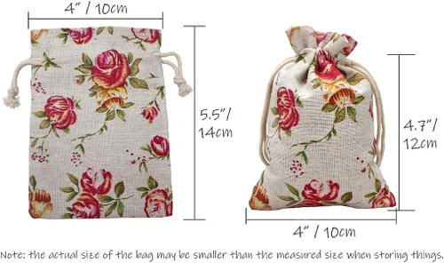 Miniatura 2 de Paquete de 24 bolsas de arpillera con doble cordón de color rosa, bolsa de arpillera de regalo, bolsas de lino reutilizables, bolsas de joyería