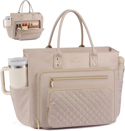Miniatura 18 de LOVEVOOK Bolsa Tote para Maestras para Mujeres Trabajo, Bolsa para Laptop Bolsa Tote de Trabajo Bolsas de Enfermera Con Portavasos Grande, Maletín