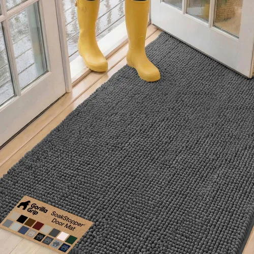 Miniatura 24 de GORILLA GRIP SOAKSTOPPER - Tapete para puerta de perro, 30 x 20 pulgadas, lavable a máquina, absorbente, captura la humedad, barro, suciedad, Negro