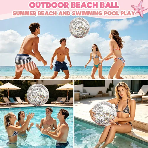 Miniatura 6 de TURNMEON Paquete de 12 pelotas inflables para playa, 16 pulgadas, con destellos, juguetes para piscina, playa, fiesta de verano en la piscina