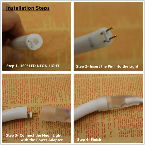 Miniatura 6 de [Actualización] Luz LED de neón de 360°, IEKOV™ CA 110-120 V, tira de luces LED de neón flexible de 360 grados, regulables e impermeables de neón +